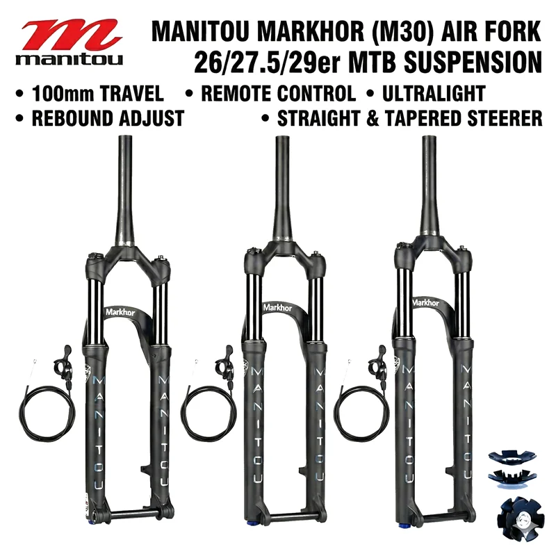 Manitou Markhor M30 Air Fork 26/27.5/29er MTB Suspension Fork 100mm Travel Remote Control Rebound Adjust Ultralight
