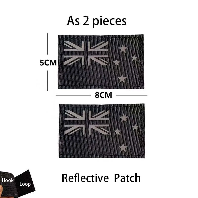 2-teiliges Set Neuseeland-Flagge IR-reflektierende Emblem-Stoffapplikationen, Stickerei-Patches, militärische taktische Abzeichen-Aufkleber für Rucksäcke – Detail 3