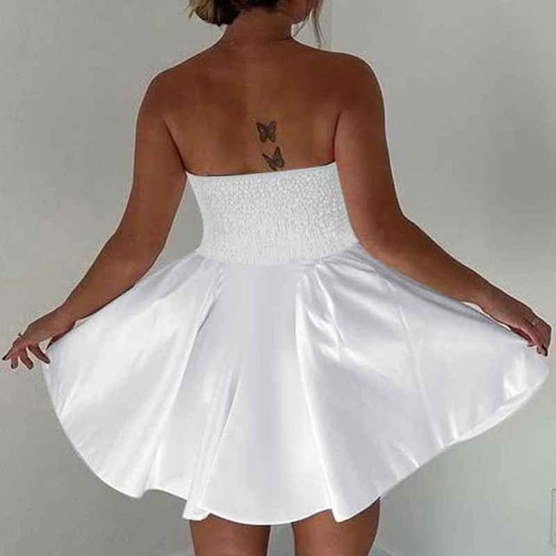 Frühlings- und Sommer-Neuheit: Tailliertes Kurzes Abendkleid, Sexy Schulterfreies Tube-Top-Kleid im Ins-Stil – Detail 4