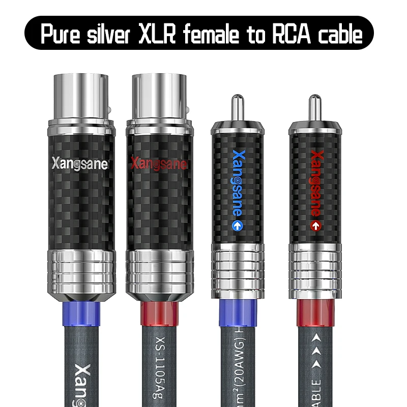 Xangsane hifi xlr to rca 99.998% sterling silver 1mm ² core power amplifier sound card decoding hifi xlr female male cable