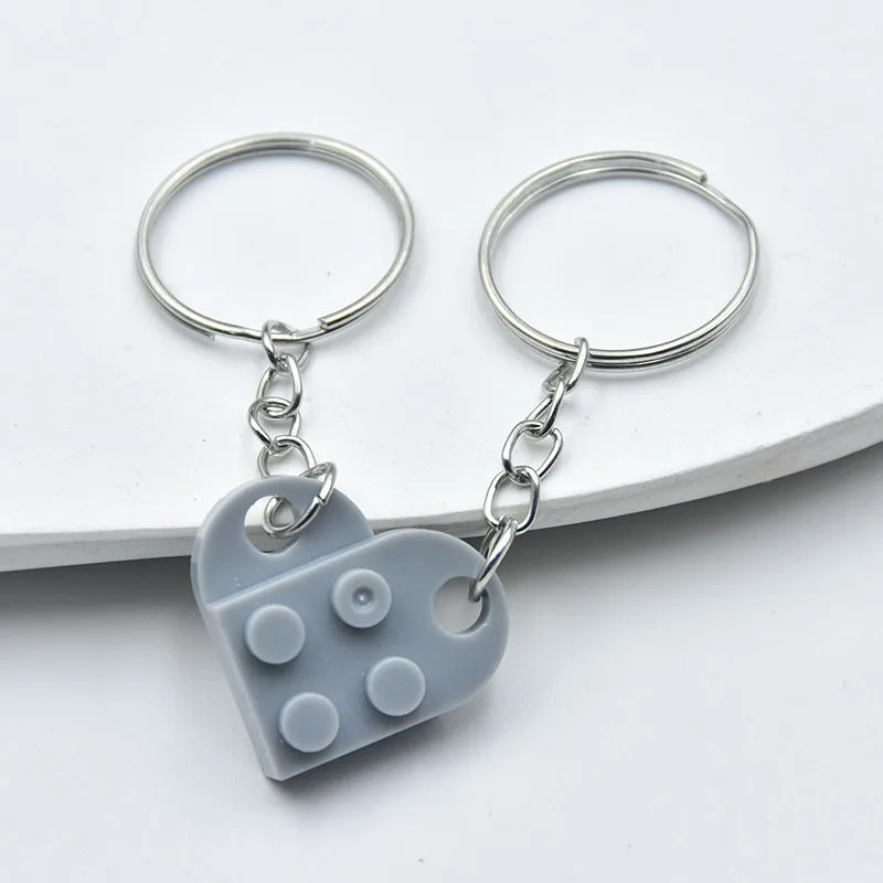 Heart Keychain Small Brick Matching Pendant for Couples