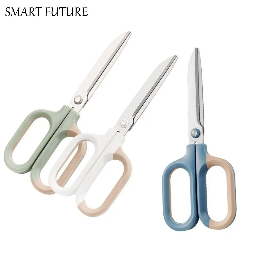 Stainless Steel Stationery Scissors Double Color Large Loop Handle Household Scissors 18cm Hitting Color Paper Scissors