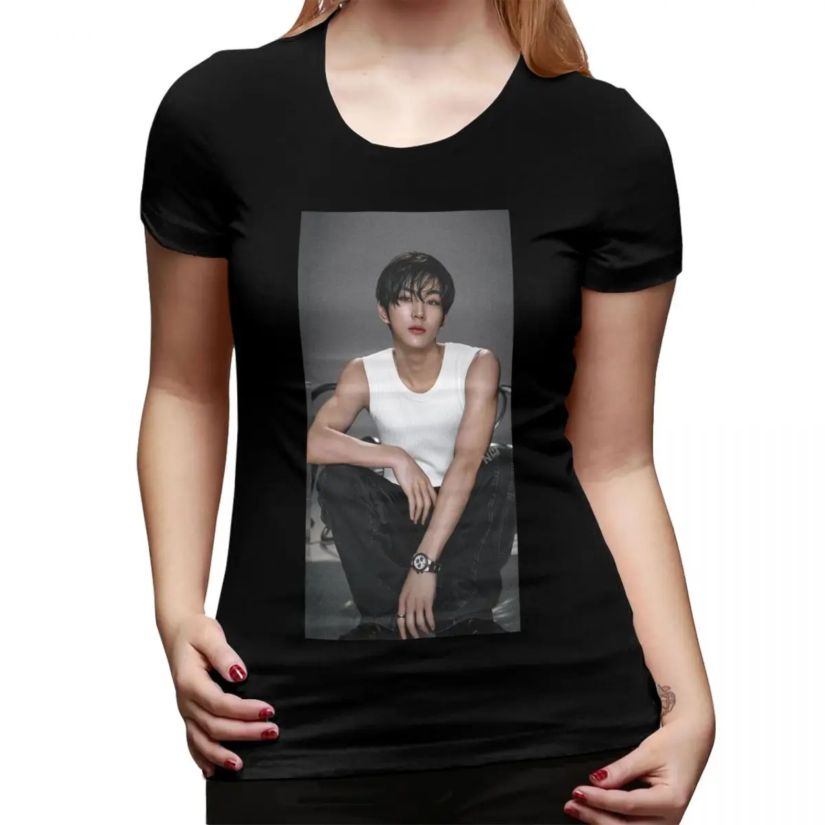 

Jungwon En Kpop футболка для женщин с круглым вырезом уличная футболка женская летняя одежда с короткими рукавами топы