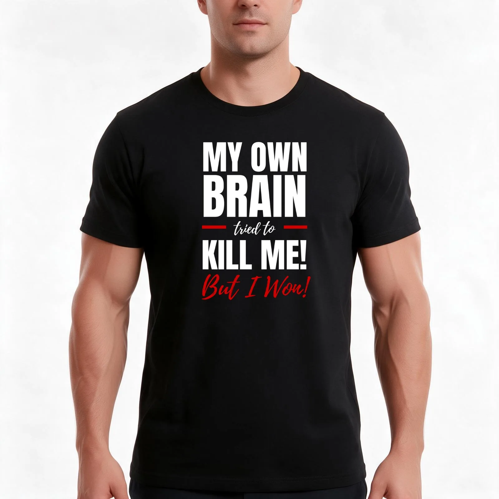 Funny Stroke/Traumatic Brain Injury Survivor My Own Brain Tried to Kill Me! T-Shirt, Summer Casual Cotton Tee, Unisex Men Women