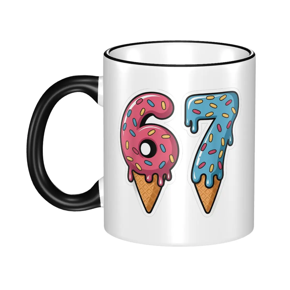 67 Ice Cream Cute Meme Six Seven Gift Mug for Friends Fun Coffee Cup Healing Present for Office