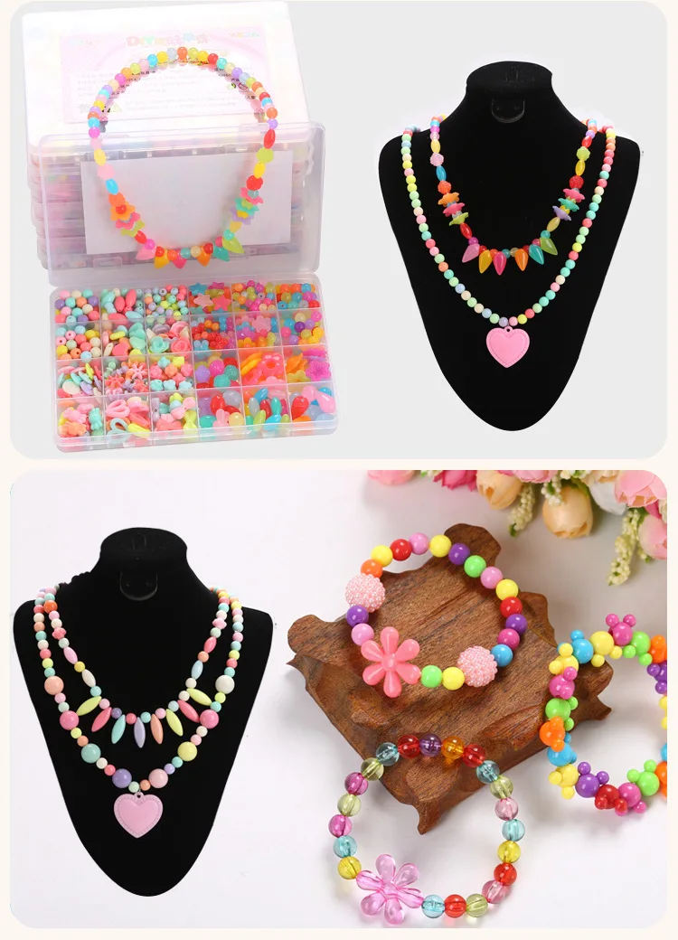 DIY Handmade Beaded Girls' Beaded Educational Toys Jewelry Bracelet Necklace Jewelry Beaded Gift Box Holiday Gifts