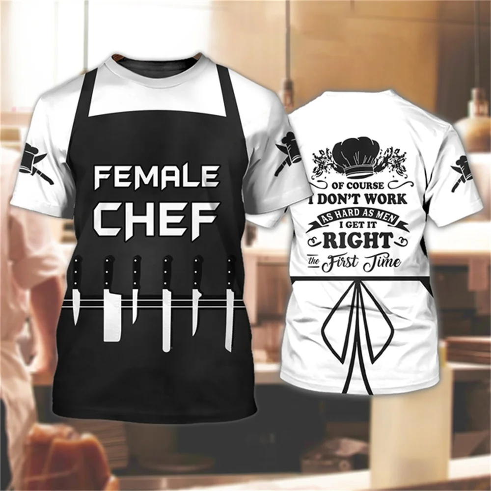 

Men's Tshirt Chef Harajuku 3D Printing Daily Work Uniform Hip-Hop Fashion Fun Clothing Summer Breathable Quick Drying O-Neck Top