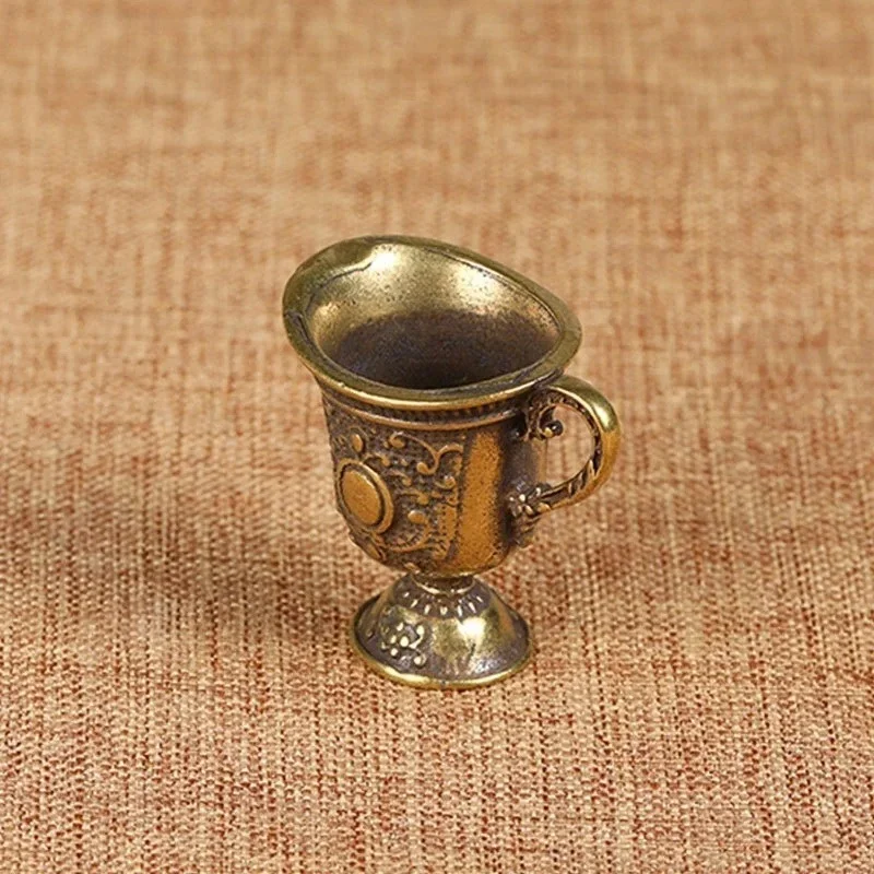 New 2026 Antique Small Copperware Buddha Tea Set Copper Teacup Brass Keychain Pendant Home Living Room Decoration Crafts Gift