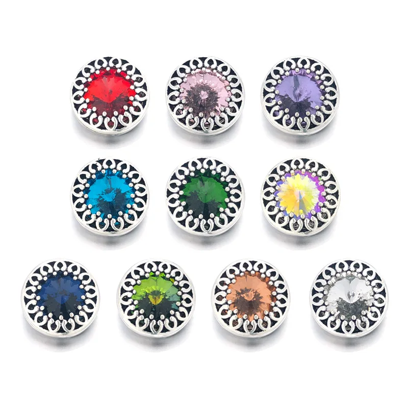 Hot w052 Crystal 3D 18mm 20mm Metal Snap Button For Bracelet Necklace Interchangeable Jewelry Women Accessorie Findings