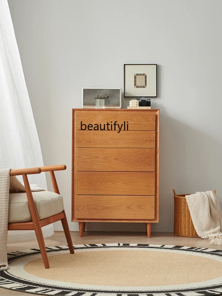 

chest of drawers Nordic Japanese-style solid wood storage cabinet Bedroom locker Simple locker