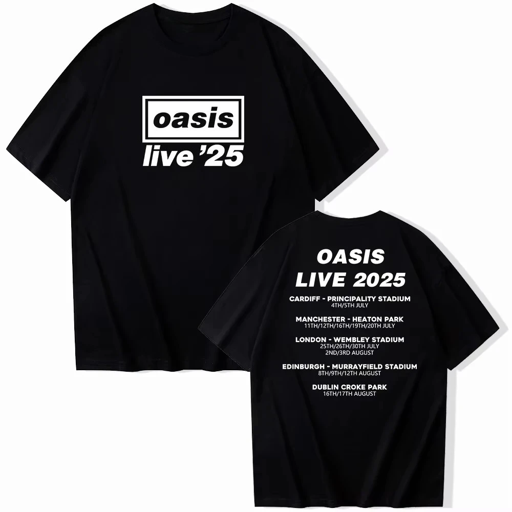 

OASIS Live 25 Tour 2025 Commemorative T-Shirt O-Neck Short Sleeve for Fans Perfect Gift for Music Lovers Men's Women's Casual