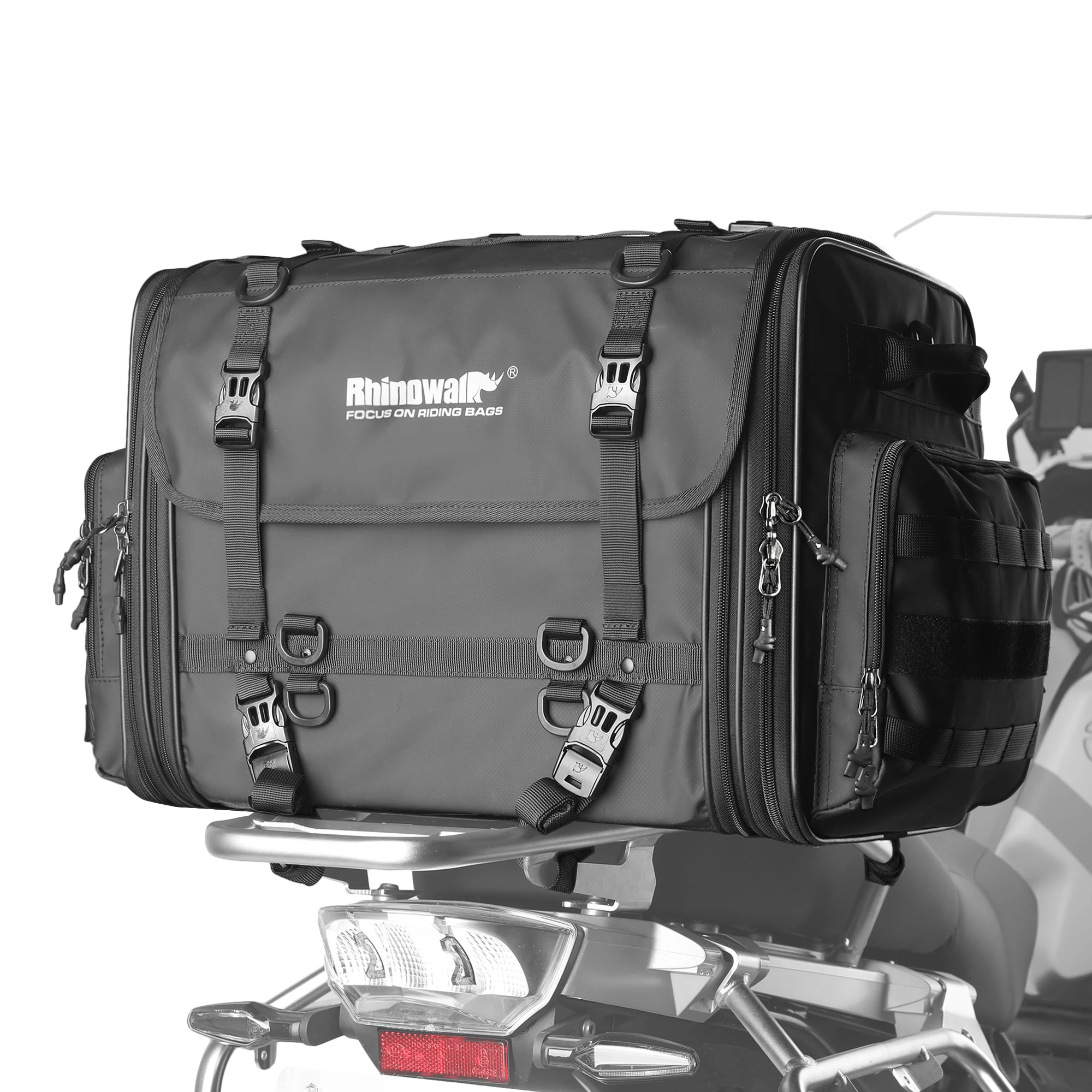 Rhinowalk Motorcycle Travel Luggage Bag Waterproof 19L-80L Expandable Big Capacity Motor Tail/Trunk/Rack Bag For Most motorcycle