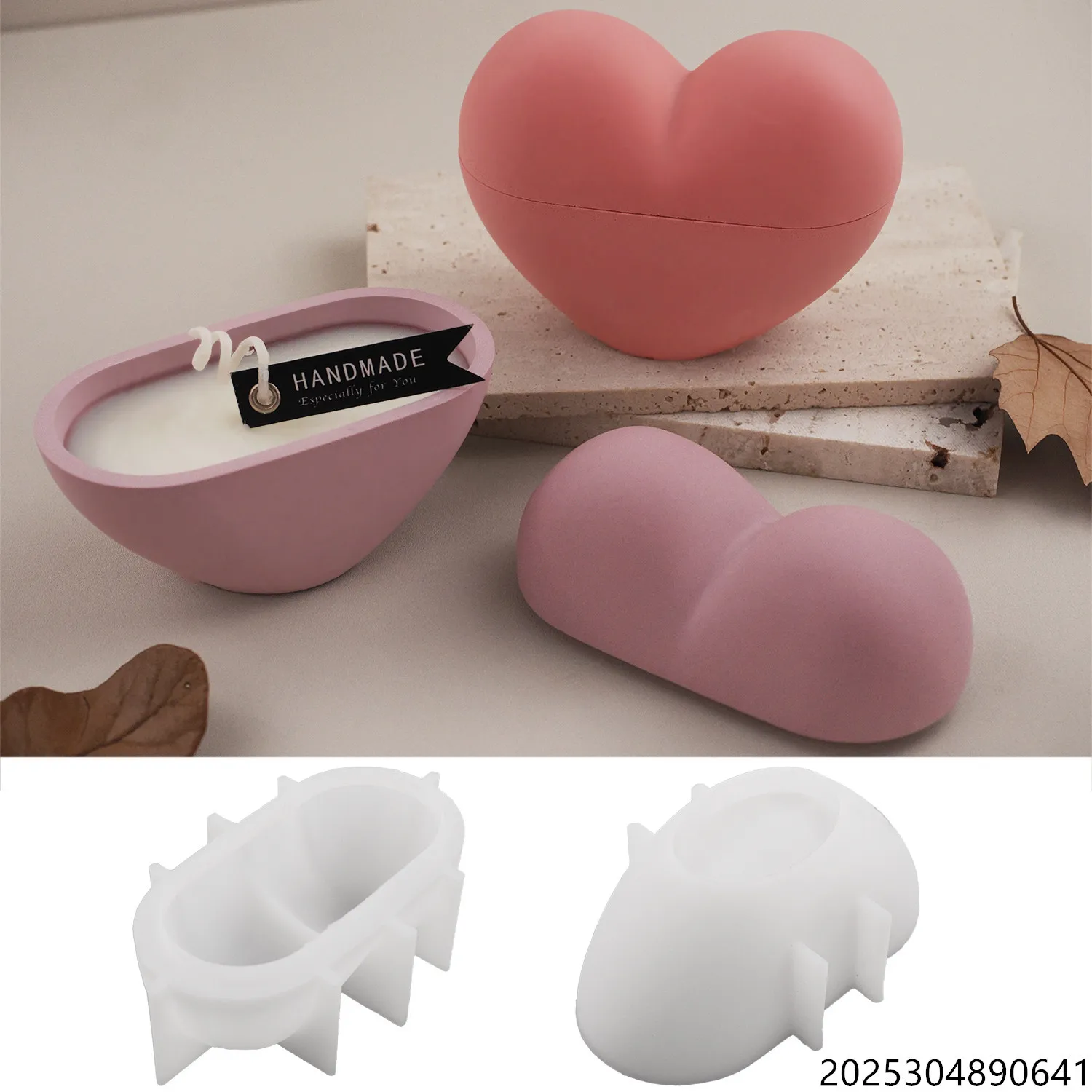 DIY Herzförmige Kerzenform aus Silikon Valentinstag Herz-Geschenkbox Schmuckbehälter Betonformen Wohndekor-Zubehör