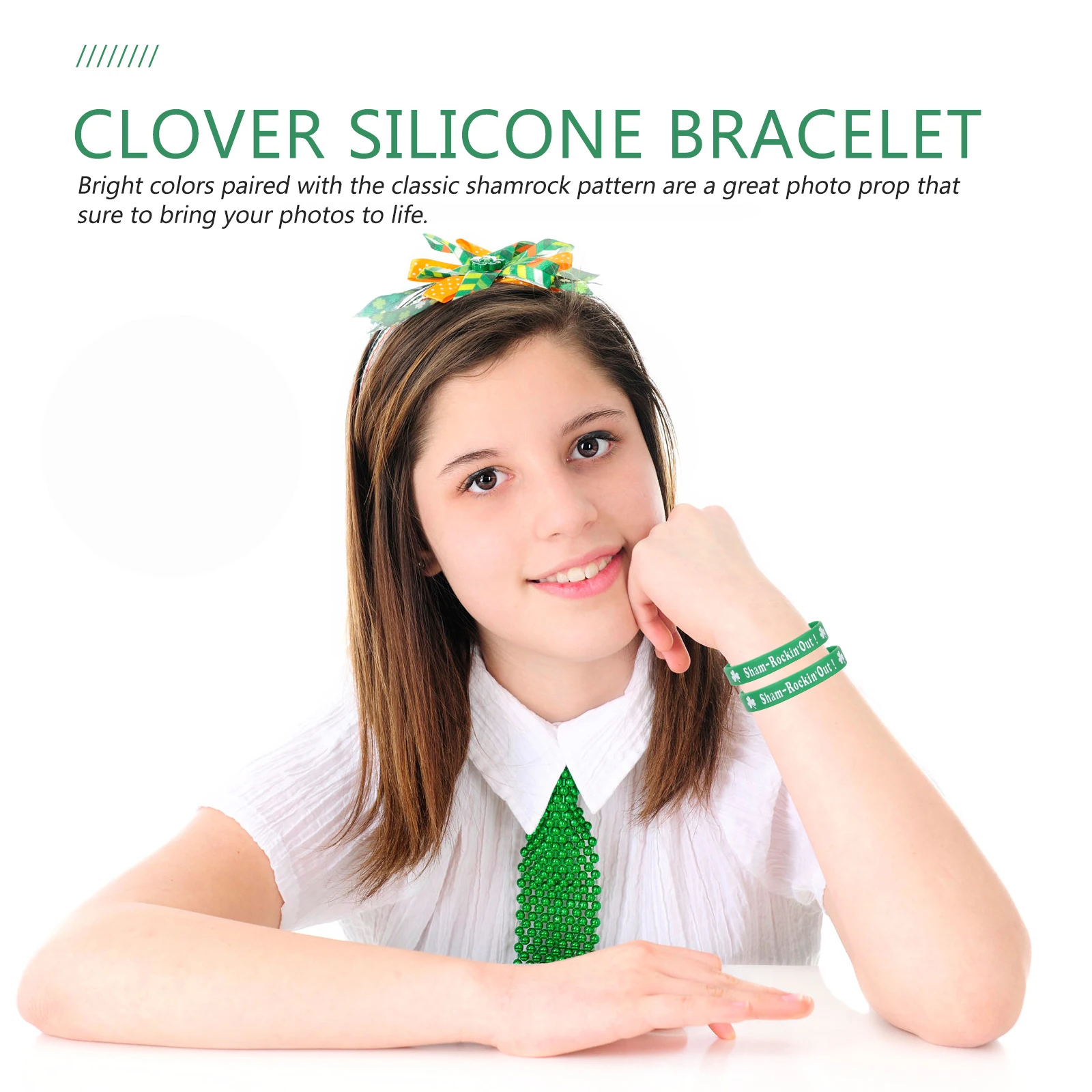 

12 Pcs Clover Bracelet Bracelets Wristbands for Events Makeup Costume Props Decorative Silicone Sweatbands Silica Gel
