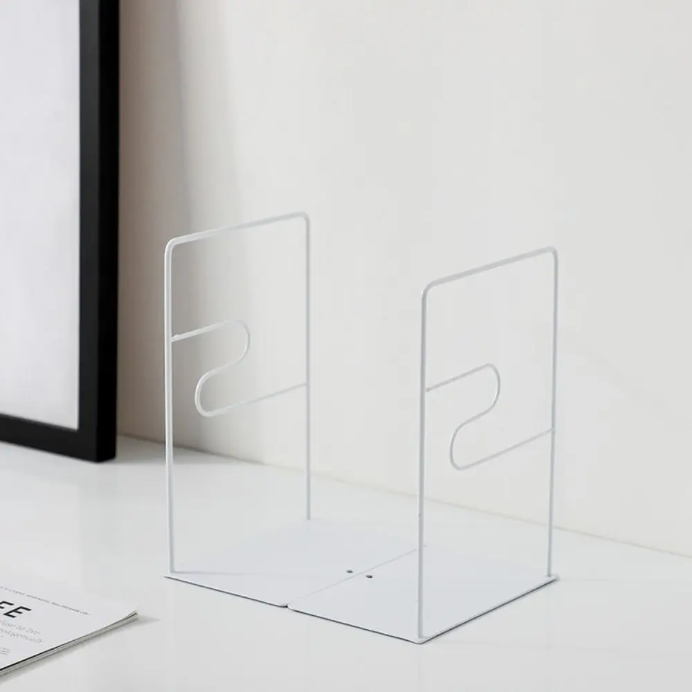 Durable Hollow Metal Bookends Sturdy Anti-slip Document Holder Space Saving Reusable Simple Book Stand Newspapers
