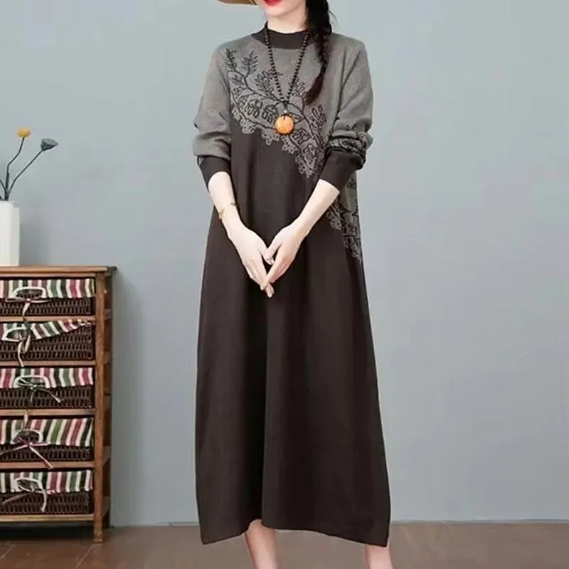 ملابس نسائية صوفية فضفاضة عتيقة بلوفرات شتوية دافئة سترة كبيرة الحجم سترات الأم للربيع والخريف فستان البلوز #1