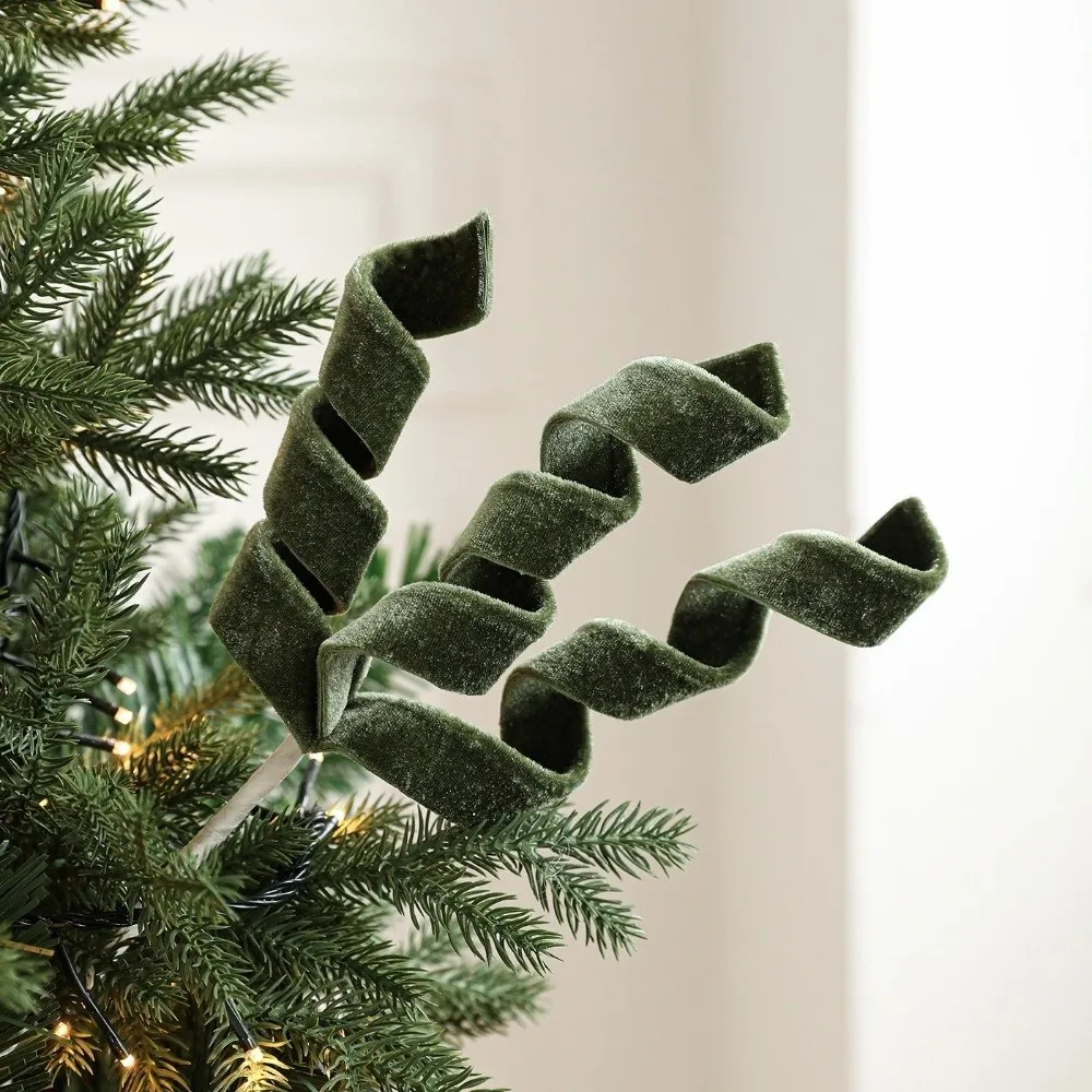 

45cm Christmas Artificial Branches Realistic Handmade Simulation Curled Flower Decorative Hanging Christmas Velvet Stem