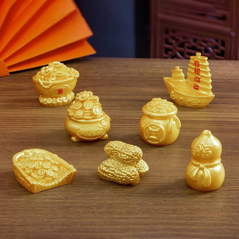 Auspicious Wealth Rolling Micro Landscape Ornaments Resin Crafts DIY Home Decoration Accessories Office Desktop Ornament