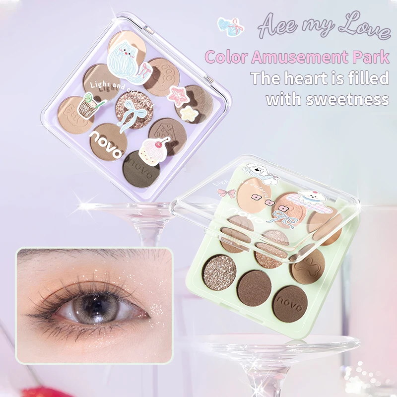 かわいい漫画アイシャドウパレットマットシマーナチュラルロングラスティング防水ブレンド可能 9 色高着色アイメイク