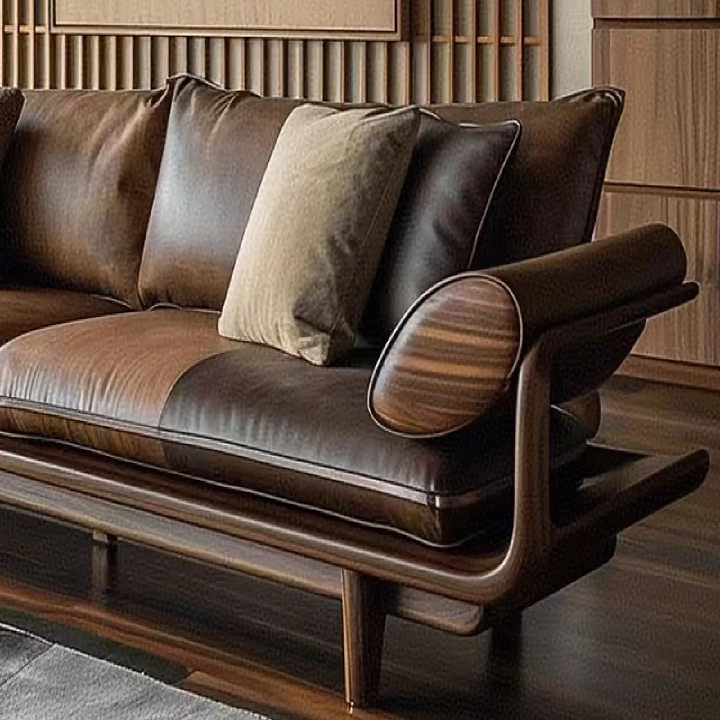 New Chinese-style solid wood sofa ash wood modern simple living room light luxury Song Dynasty aesthetics