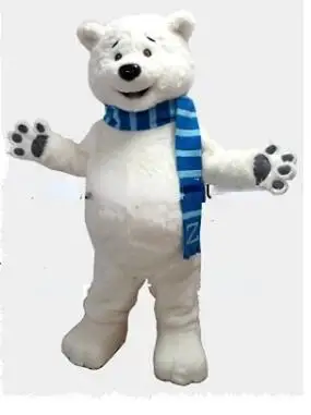 Urso branco Cartoon mascote traje para adultos, vestido de Natal luxuoso, bonito fantasia, bonito, Dia das Bruxas, venda quente, novo