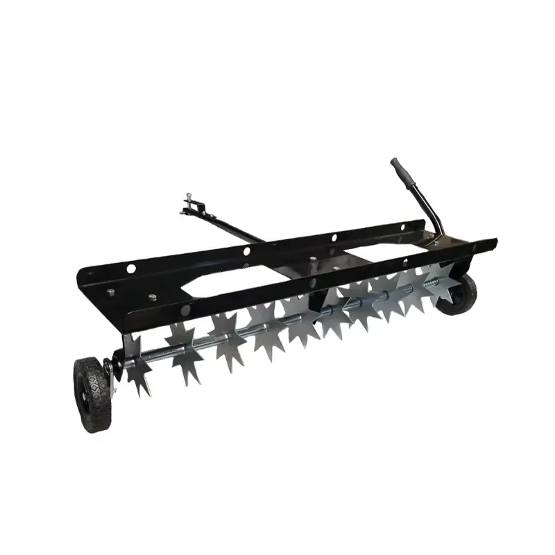 Professional Lawn Spike Aerator for Riding Mowers, Steel Frame, 6-Spikes, Wheels for Easy Maneuver & Lawn Renovation