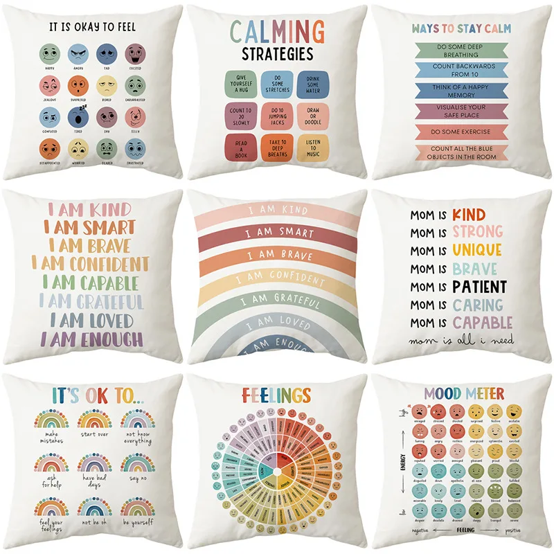 VIKAMA Healing Rainbow Encouragement Pillowcase Living Room Sofa Bedroom Decor Create a Positive Emotional Atmosphere