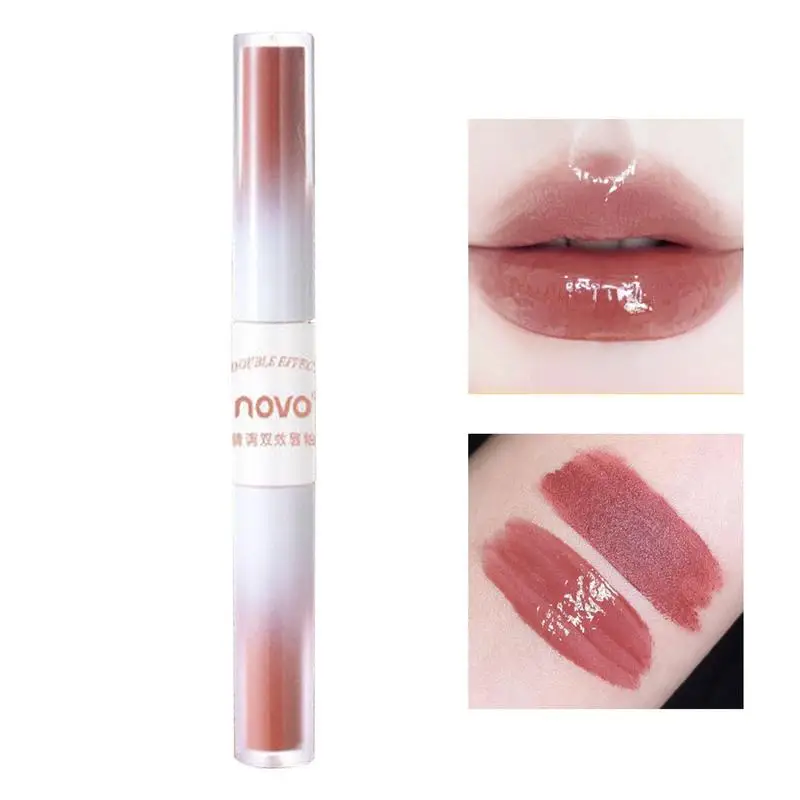 Matte Lipstick Long Lasting Lip Makeup Night Lip Lip Tinted Stain Mud Dual Ended Lip Gloss Smudge-Proof Moisturizing Waterproof