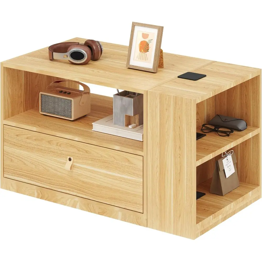 

Maple Finish Desk Storage Cabinet with Mobile Office Pedestal for Home Office Organization