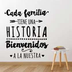 Spanish Version Family Vinyl Wall Decal Every Family Has A History Quote Wall Sticker Home Party Decoration Poster Decals RU173
