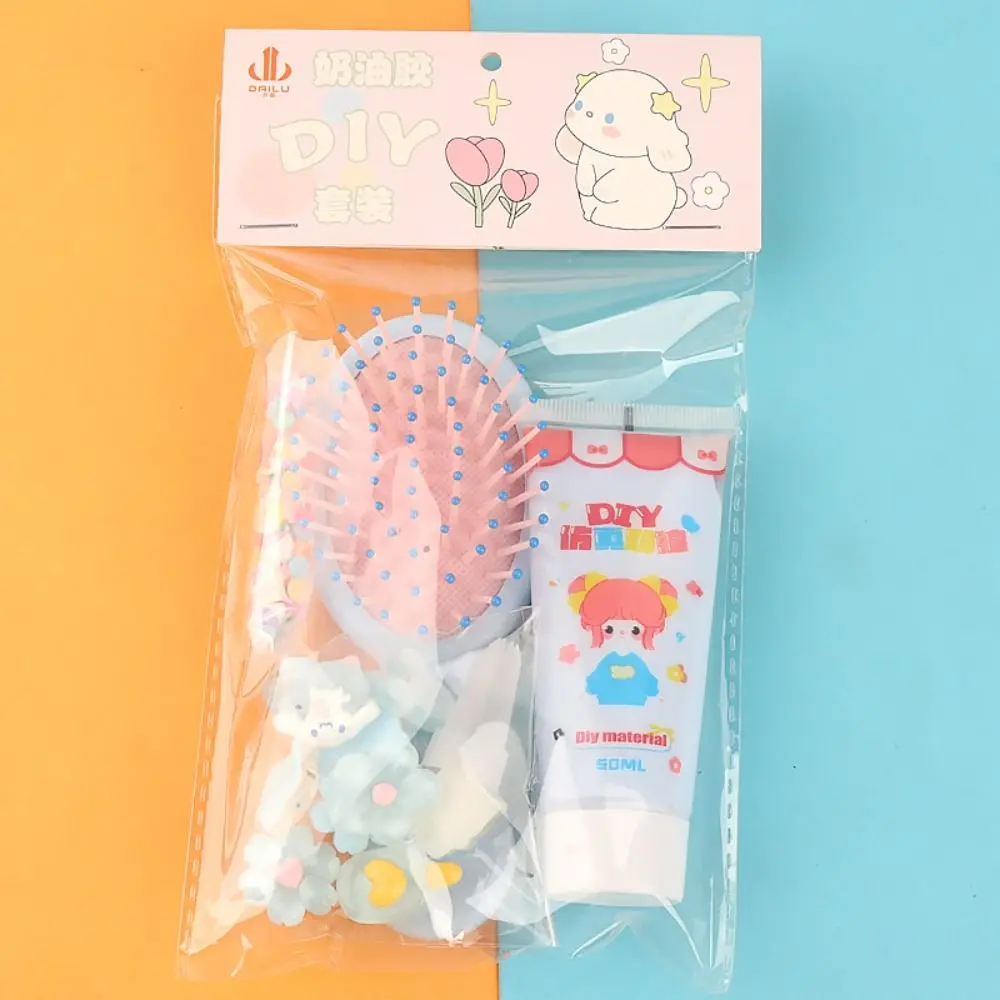 Handmade Simulation Cream Glue Comb Multicolour Material Package DIY Material Pack Set Cute DIY Kit Cartoon Air Cushion Comb