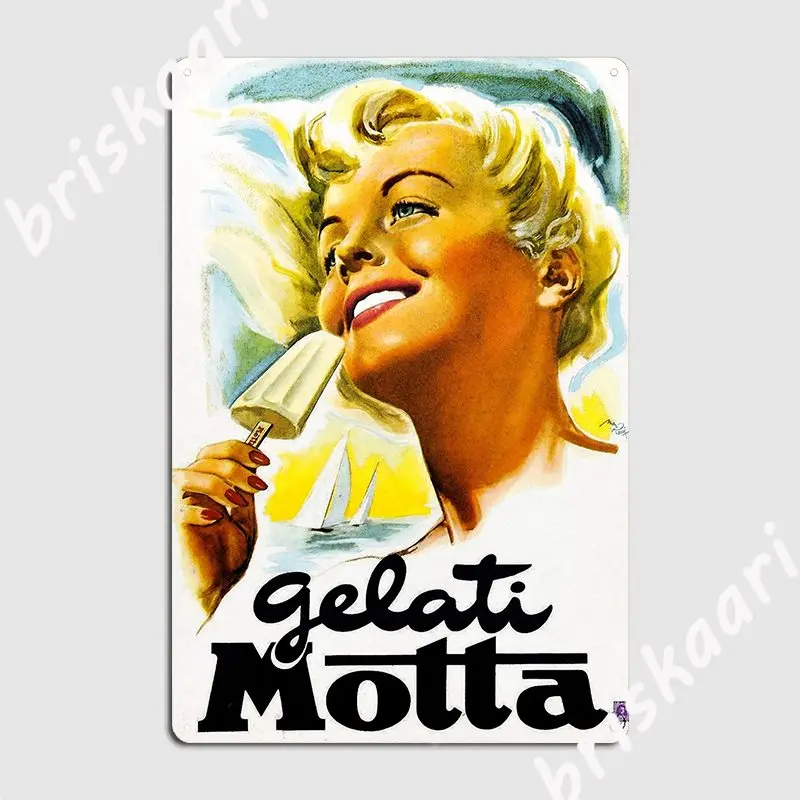 Vintage Gelato Advertisement Poster Italian Ice Cream Metal Sign Garage Club Personalized Plaques Cinema Living Room