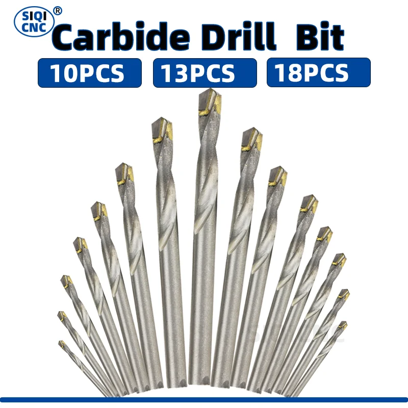 Carbide Drill Bits With Tungsten Steel Straight Shank Drill Bits Are Used For Steel Iron Aluminum Alloy Ceramic Tiles 3-20mm Set