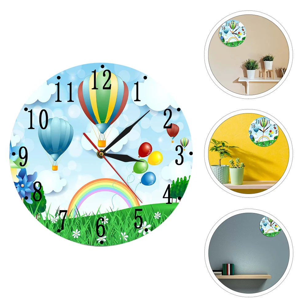 

Colorful Hot Air Balloon Acrylic Wall Clock Operated Decorative Wall Clock Ornament for Home Office Living Room Bedroom
