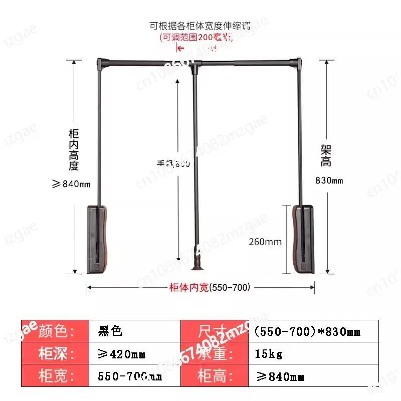 Wardrobe Lift Hanging Rod High Cabinet Double Buffer Pull Rod Lift Hanger Automatic Return Pull-down Clothes Drying Pole