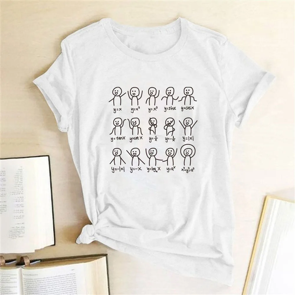 Seeyoushy Algebra Dance Funny Math Equation Printed T-shirt Women Short Sleeve Unisex Summer Woman Femme T-shirts Casual Tee Top