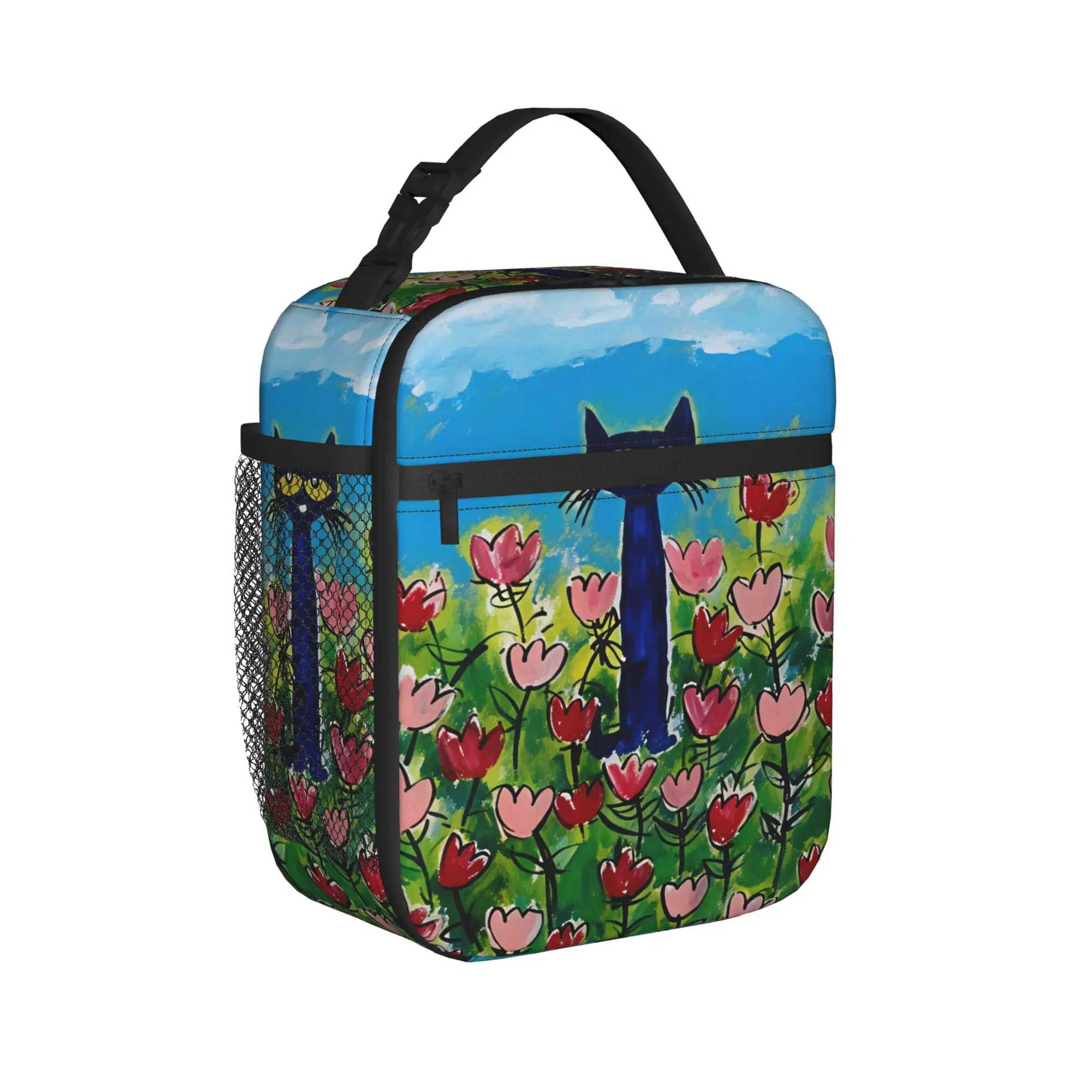 Pete The Cat Stars Comic Lunch Bag Outdoor Picnic Lunch Box For Girls Casual Tote Food Bags Oxford Portable Insulated Cooler Bag
