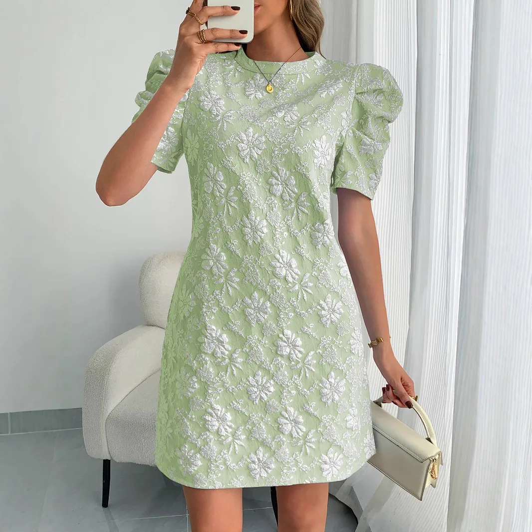 Women Puff Sleeve Floral Printed Mini Dress Fashion Streetwear Night Club Party Fitness Casual Retro Sundress Dresses