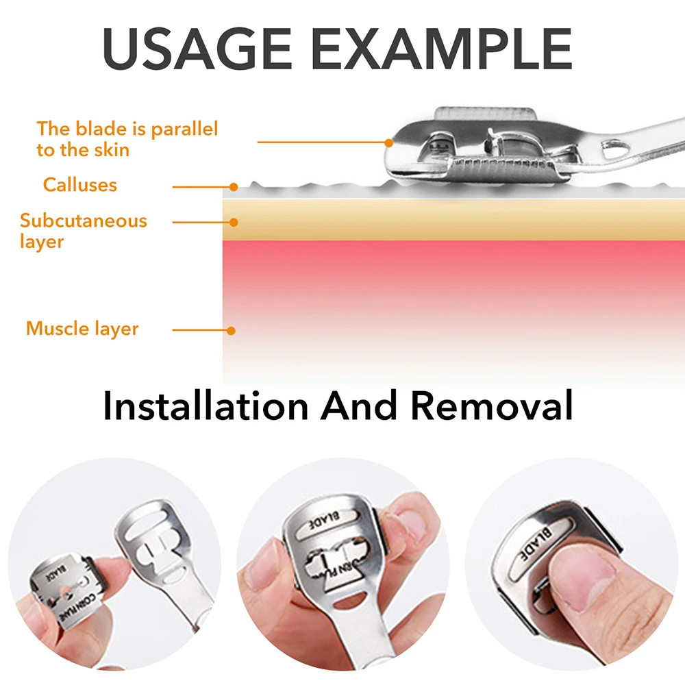1PCS tainless Steel Pedicure Foot Hard Dead Skin Remover Cutter Shaver Trimmer Pedicure Callus Blade Body Care Tools Accessories