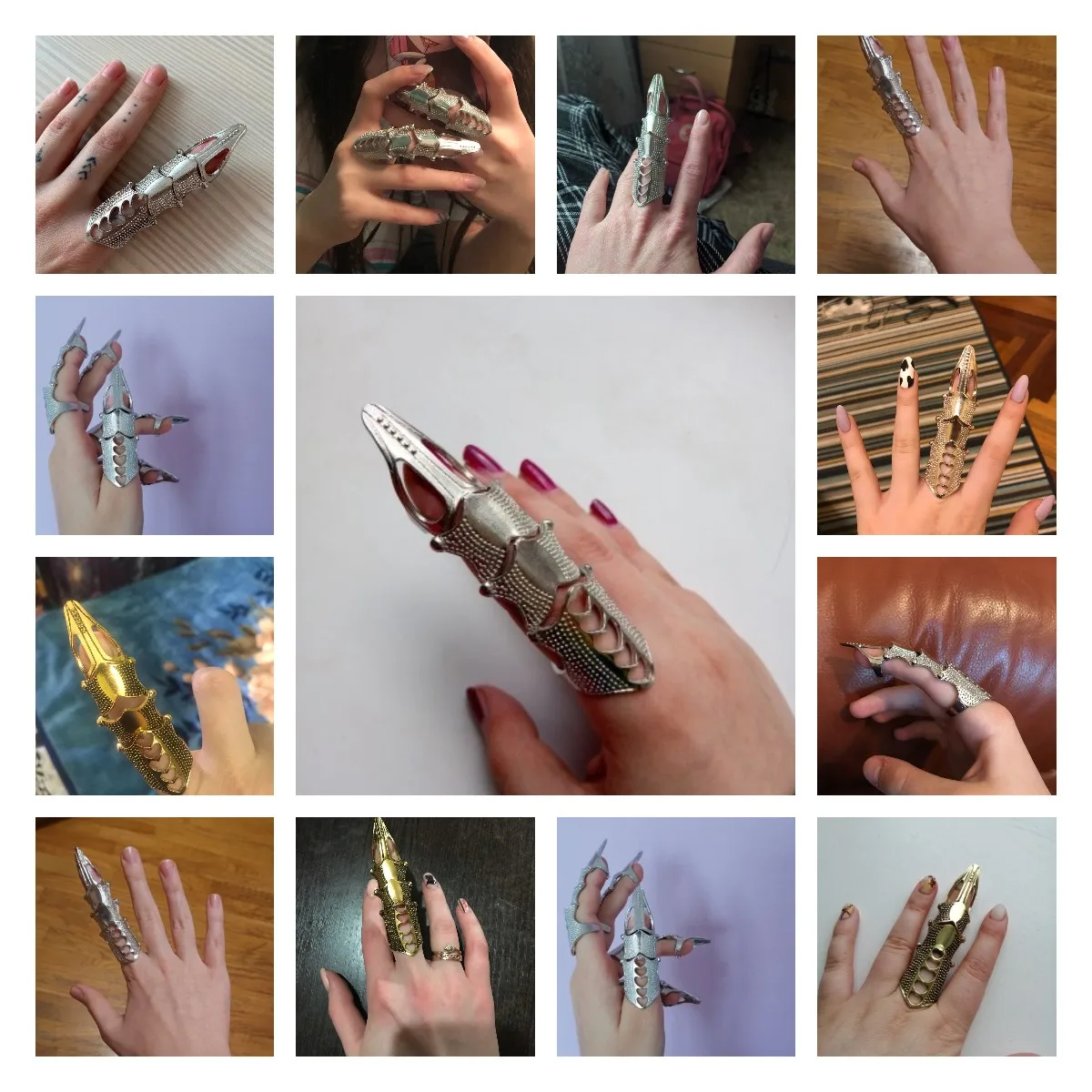 Gothic Scroll Joint Armor Knuckle Metal Full Finger Ring Hip Hop DIY Rings For Girls  Wholesale