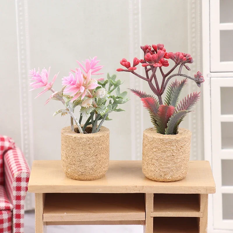 1/12 Dollhouse Simulation Flower Plants Potted Model Doll Home Miniatur Flower Decor Toy Micro Landscape Garden Plants Ornament
