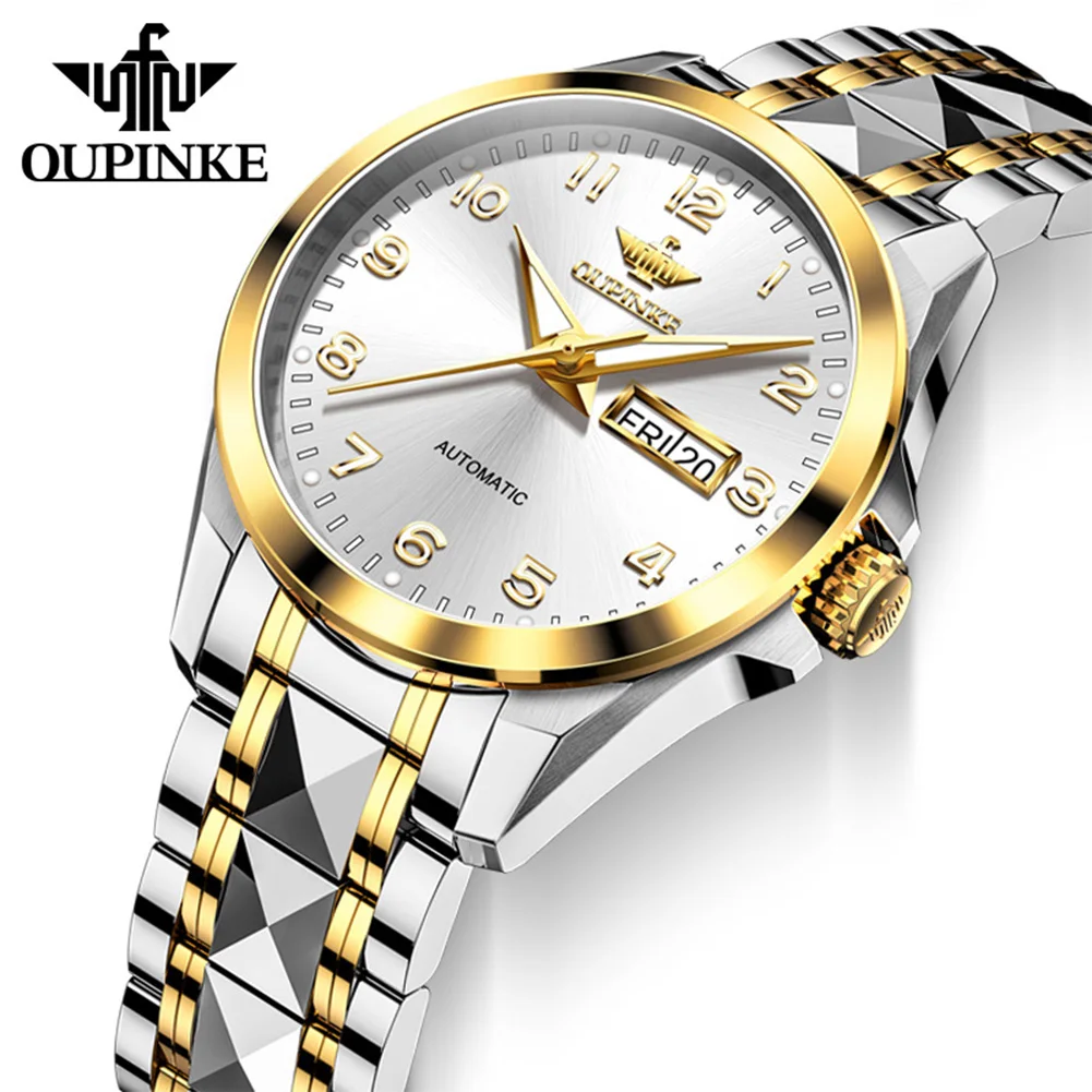 OUPINKE Luxury Elegant Womens Watch Automatic High-Quality Movement Mechanical Watch﻿ 50M Waterproof Week Date Ladies Watch 3323