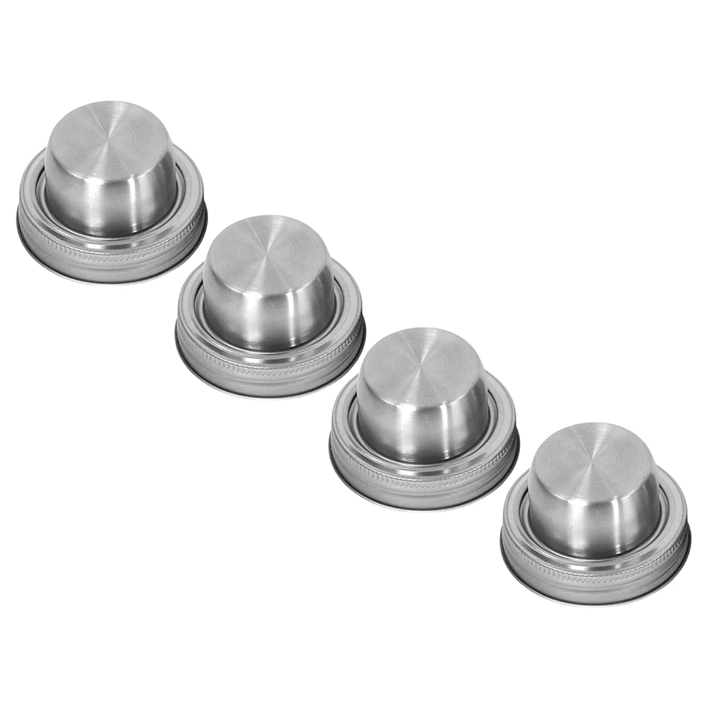 

4pcs Cocktail Shaker Lid Bottle Canning Jar Lids Drink Spill Proof Mason Jar Covers Bar Use Stainless Steel 304 Durability