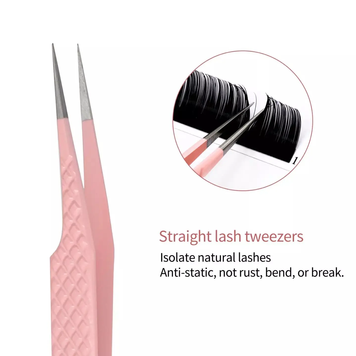 Makeup Tools Professional Eyelash Tweezers Stainless Steel Curved Straight Pink Tweezer For Lashes Extension Excellent Closure