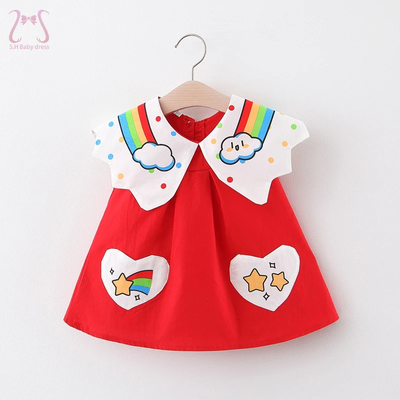 

Summer Baby Girl Rainbow Sleeveless Party Dress Children Clothes Simple Cotton Vibrant Toddler Kids Costume 0 To 3 Years Old