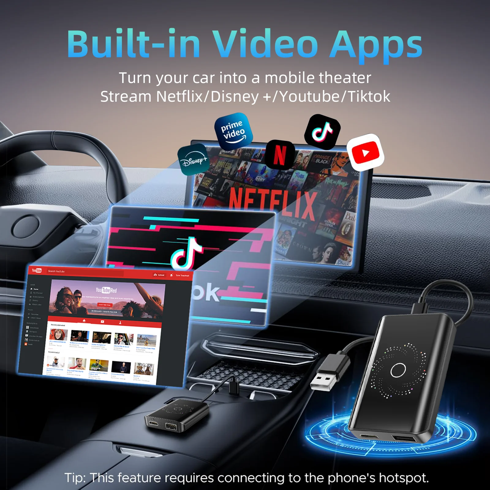 Picture 6: Carplay AI Box Android 13 Wireless Android Auto Smart TV Box For Youtube Netflix Toyota Mazda Hyundai Haval GMC Ford MG VW Kia