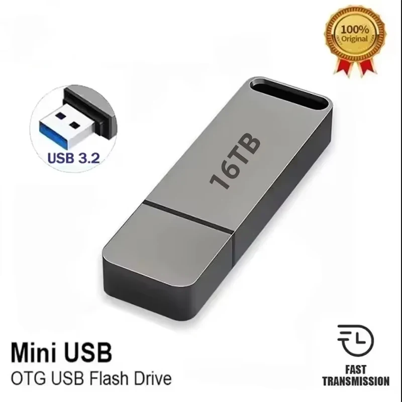 NEW 16TB Flash Drive USB3.2 High Speed Transfer Type C U Metal Flash SSD Portable Mini Flash Drive Memory Waterproof U Drive