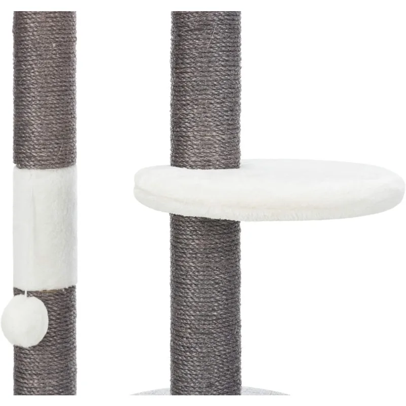 Pepino Scratching Post – Toy - Cozy Bed Indoor Cat Playground Sisal Tower 35” Tall, Pepino, Gray, 22.75 x 22.75 x 35 in.