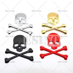 Car Styling Skull 3D Metal Chrome Zinc Alloy Adhesive Emblem Car Body Trunk Fender Badge Sticker Decal Auto Accessory