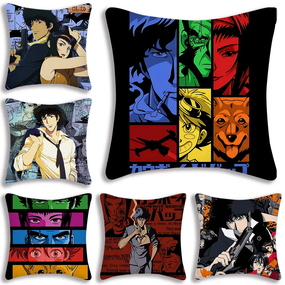

Anime C-Cowboy Bebops Pillow Covers Cartoon Sofa Decorative Home Double-sided Printing Short Plush Cute Cushion Cover